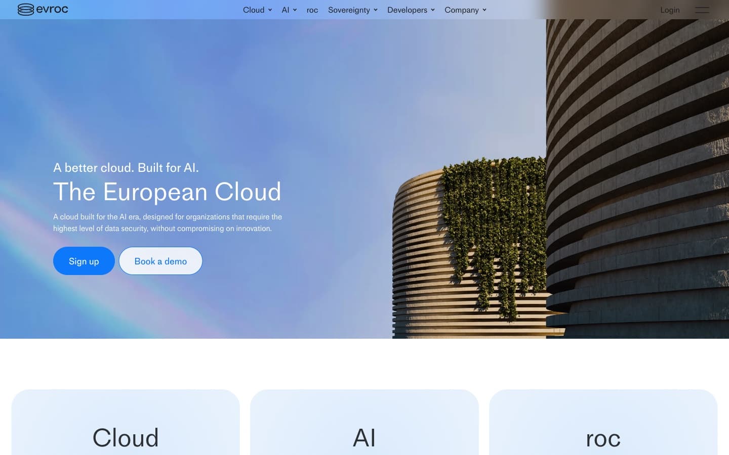 evroc website, The European Cloud