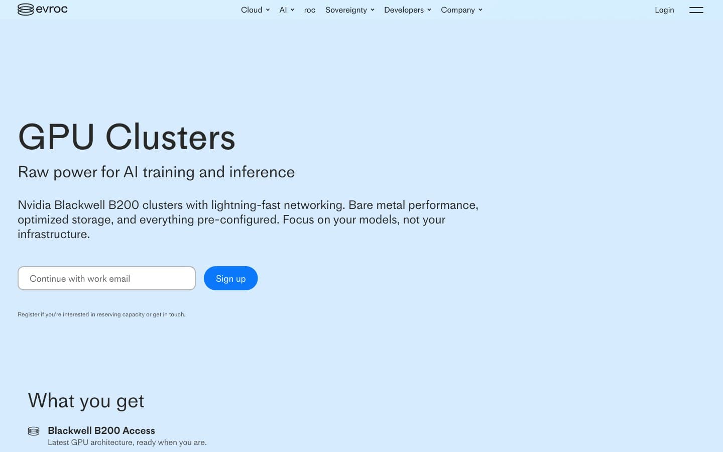 evroc website, GPU clusters