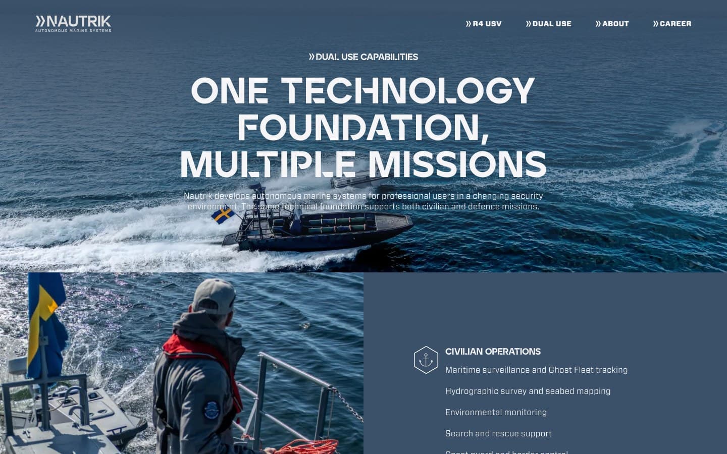 Nautrik website, Civilian and defence missions