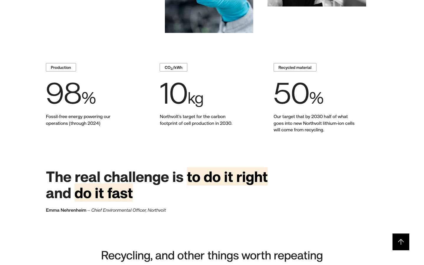 Northvolt website, The sustainability numbers