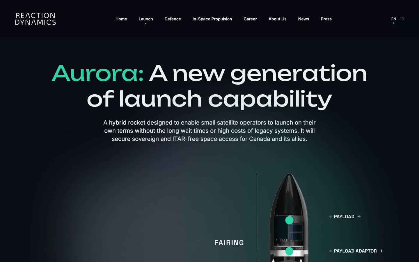 Reaction Dynamics website, Aurora launch page